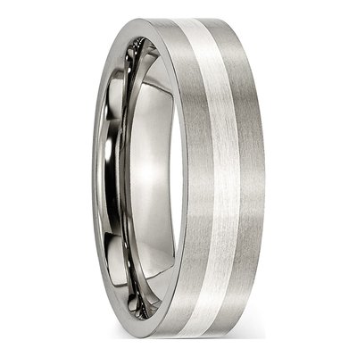 Titanium & Sterling Silver 6mm Flat Wedding Band – view 5