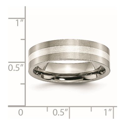 Titanium & Sterling Silver 6mm Flat Wedding Band – view 7