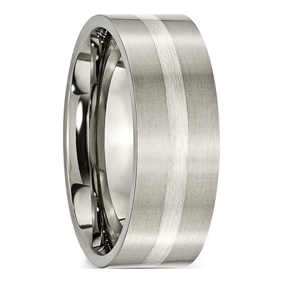 Titanium & Sterling Silver 8mm Flat Wedding Band – view 5
