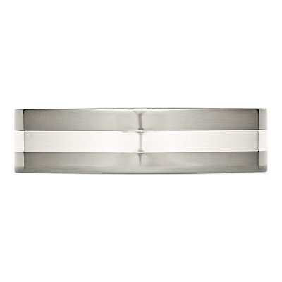 Titanium & Sterling Silver 6mm Flat Wedding Band – view 4