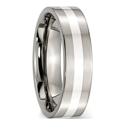 Titanium & Sterling Silver 6mm Flat Wedding Band – view 5