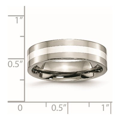Titanium & Sterling Silver 6mm Flat Wedding Band – view 7