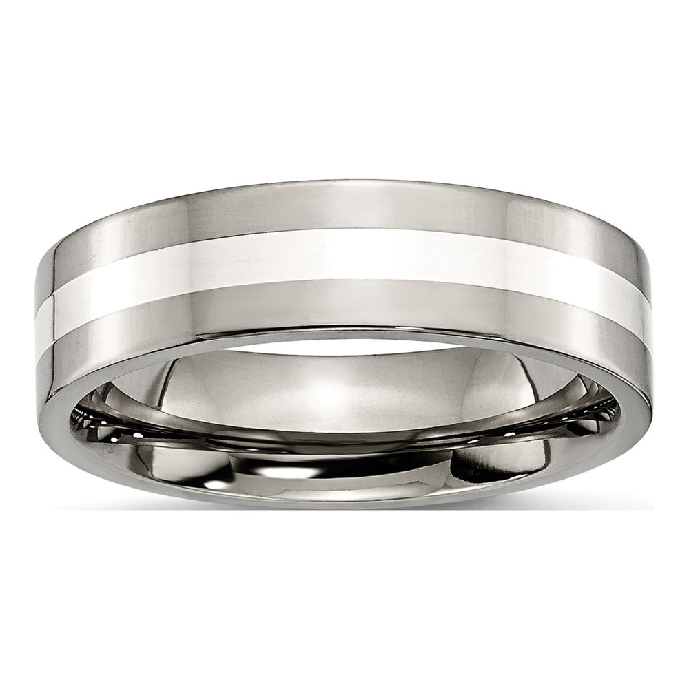 Titanium & Sterling Silver Flat Band Ring