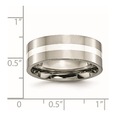 Titanium & Sterling Silver 8mm Inlay Flat Wedding Band – view 7