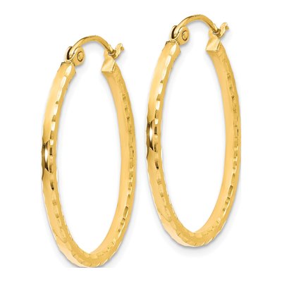 10K Yellow Gold 27mm Diamond-Cut Hoop Earrings – view 3