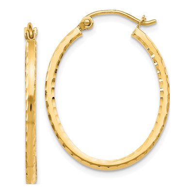 10K Yellow Gold 27mm Diamond-Cut Hoop Earrings