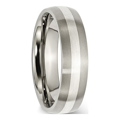 Titanium & Sterling Silver 6mm Inlay Wedding Band – view 6