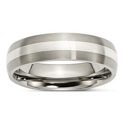 Titanium & Sterling Silver 6mm Inlay Wedding Band