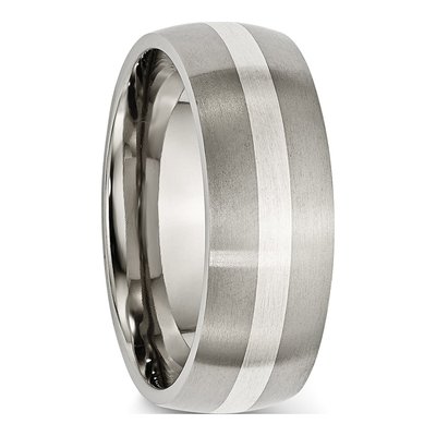 Titanium & Sterling Silver 8mm Inlay Wedding Band – view 6