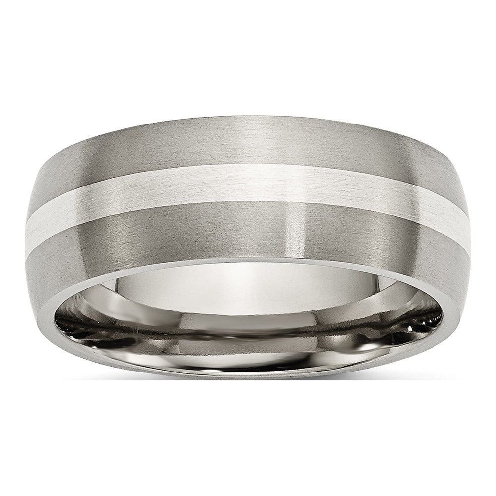 Titanium & Sterling Silver 8mm Inlay Wedding Band