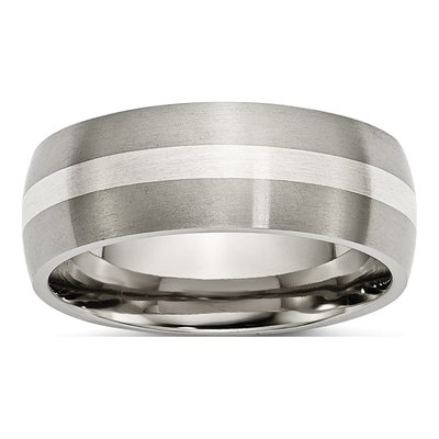 Titanium & Sterling Silver 8mm Inlay Wedding Band