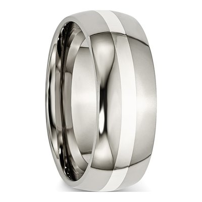 Titanium & Sterling Silver 8mm Inlay Wedding Band – view 6