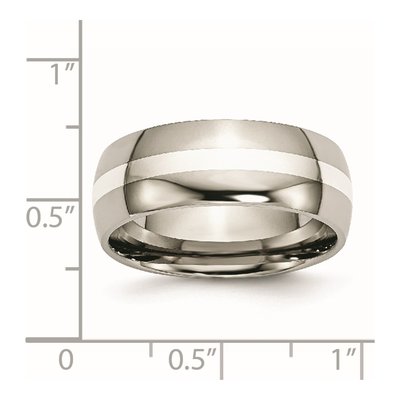 Titanium & Sterling Silver 8mm Inlay Wedding Band – view 8