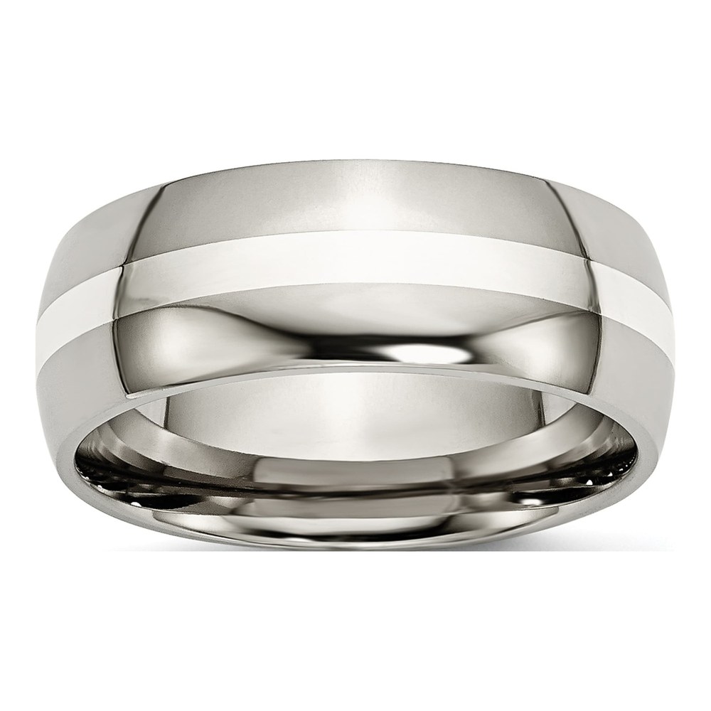 Chisel Titanium & Sterling Silver Inlay 8mm Band