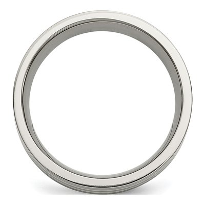 Titanium & Sterling Silver 8mm Inlay Flat Wedding Band – view 3