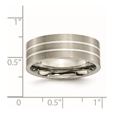 Titanium & Sterling Silver 8mm Inlay Flat Wedding Band – view 7