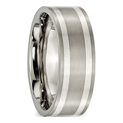 Titanium & Sterling Silver 8mm Inlay Wedding Band – view 5