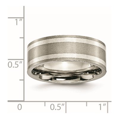 Titanium & Sterling Silver 8mm Inlay Wedding Band – view 7