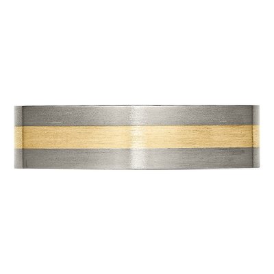 Titanium & 14K Gold 6mm Inlay Flat Wedding Band – view 3