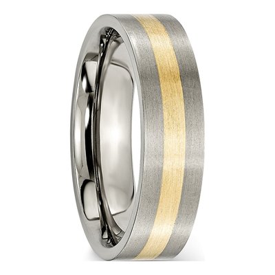 Titanium & 14K Gold 6mm Inlay Flat Wedding Band – view 4