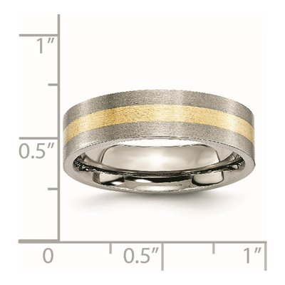 Titanium & 14K Gold 6mm Inlay Flat Wedding Band – view 6