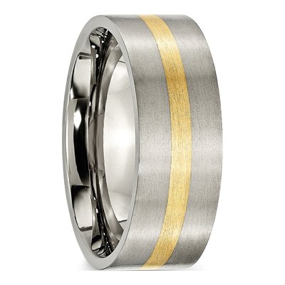 Titanium & 14K Gold 8mm Inlay Wedding Band – view 4