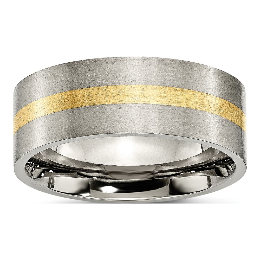 Titanium & 14K Gold 8mm Inlay Wedding Band