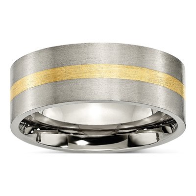 Titanium & 14K Gold 8mm Inlay Wedding Band