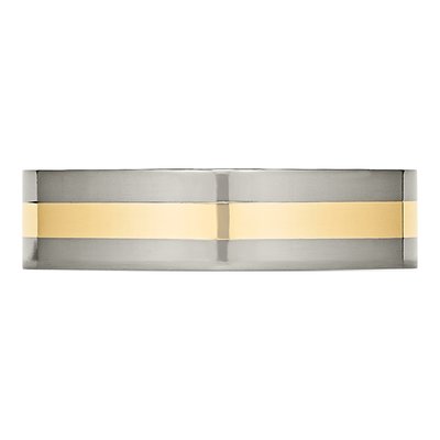Titanium & 14K Gold 6mm Inlay Flat Wedding Band – view 3