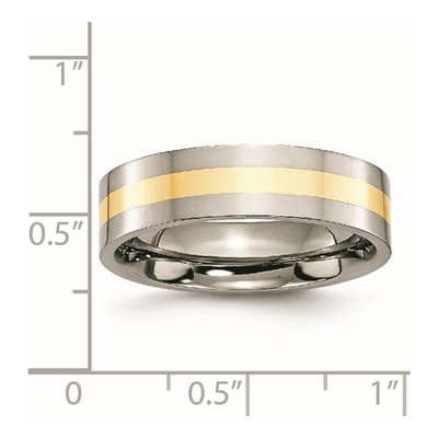 Titanium & 14K Gold 6mm Inlay Flat Wedding Band – view 6