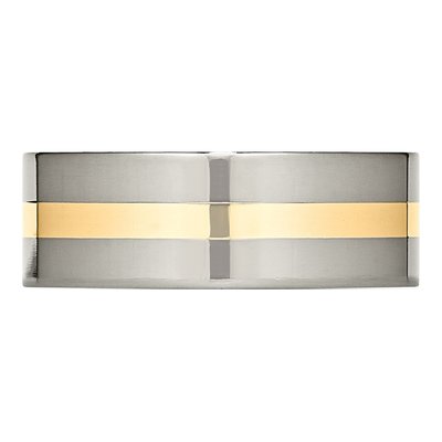 Titanium & 14K Gold 8mm Inlay Flat Wedding Band – view 3