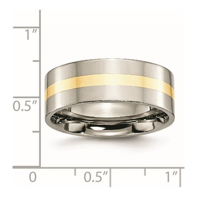 Titanium & 14K Gold 8mm Inlay Flat Wedding Band – view 6