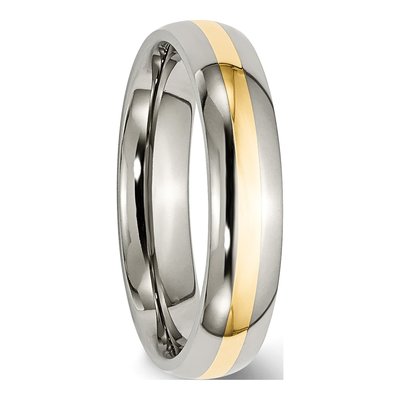 Titanium & 14K Gold 5mm Inlay Wedding Band – view 4