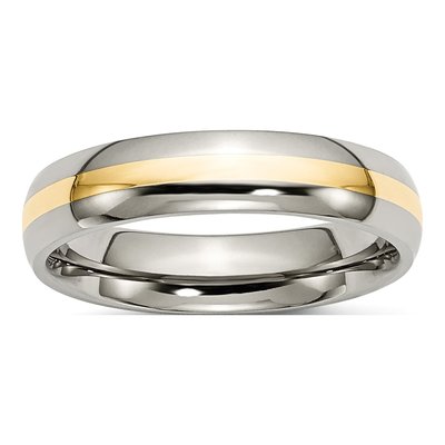 Titanium & 14K Gold 5mm Inlay Wedding Band