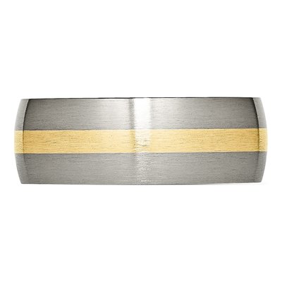 Titanium & 14K Gold 8mm Inlay Wedding Band – view 5