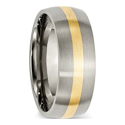 Titanium & 14K Gold 8mm Inlay Wedding Band – view 6