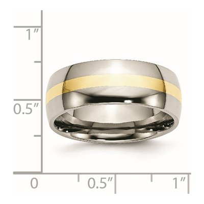 Titanium & 14K Gold 8mm Inlay Wedding Band – view 8
