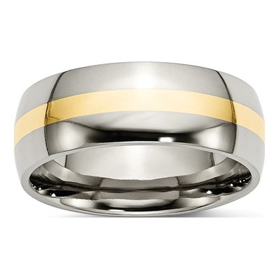 Titanium & 14K Gold 8mm Inlay Wedding Band