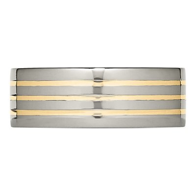 Titanium & 14K Gold 8mm Flat Wedding Band – view 5