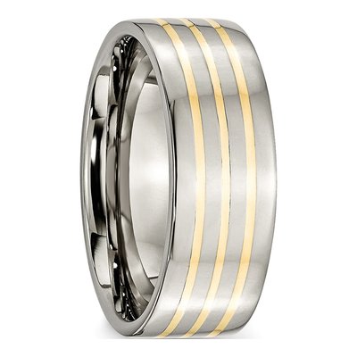 Titanium & 14K Gold 8mm Flat Wedding Band – view 6