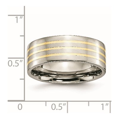 Titanium & 14K Gold 8mm Flat Wedding Band – view 8