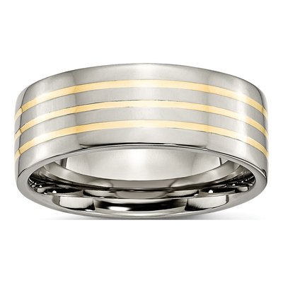 Titanium & 14K Gold 8mm Flat Wedding Band