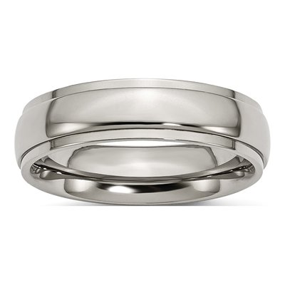 Titanium 6mm Ridged Edge Wedding Band