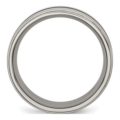 Titanium 8mm Black Enamel Ridged Wedding Band – view 4