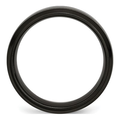 Black Titanium 7mm Grooved Comfort-Fit Wedding Band – view 4