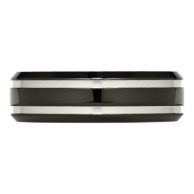 Black Titanium 7mm Grooved Comfort-Fit Wedding Band – view 5