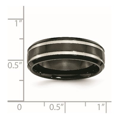 Black Titanium 7mm Grooved Comfort-Fit Wedding Band – view 8