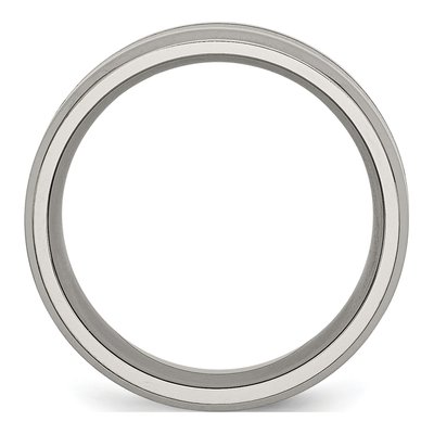 Titanium 8mm Black Enamel Beveled Comfort-Fit Wedding Band – view 5