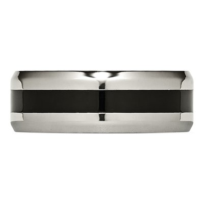 Titanium 8mm Black Enamel Beveled Comfort-Fit Wedding Band – view 6