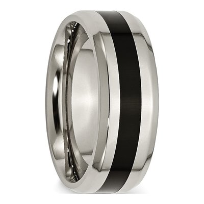 Titanium 8mm Black Enamel Beveled Comfort-Fit Wedding Band – view 7
